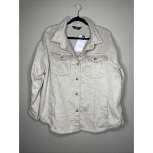 Members Mark Womens Toasted Heather Shacket Relaxed Fit Button Up Size XL